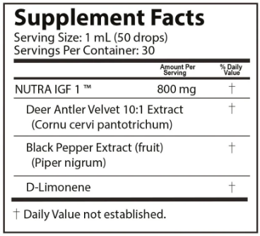 Nutra IGF+ Supplement Facts
