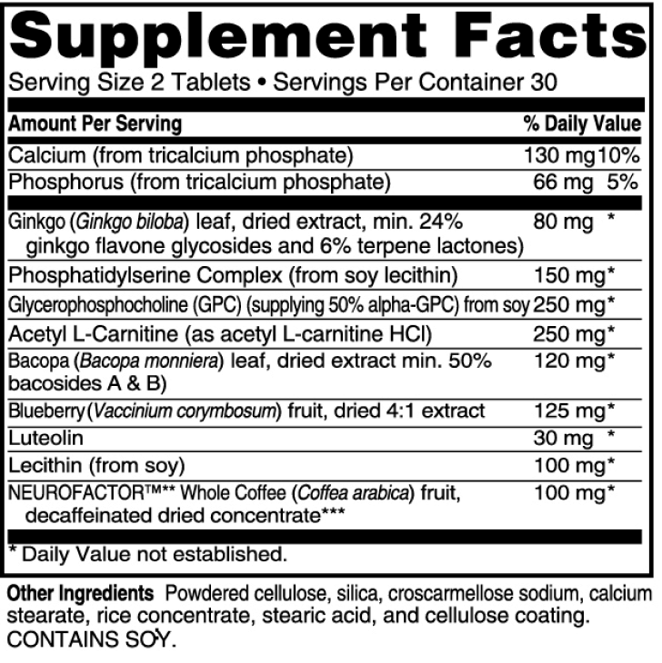 Advanced Memory Formula supplement-facts